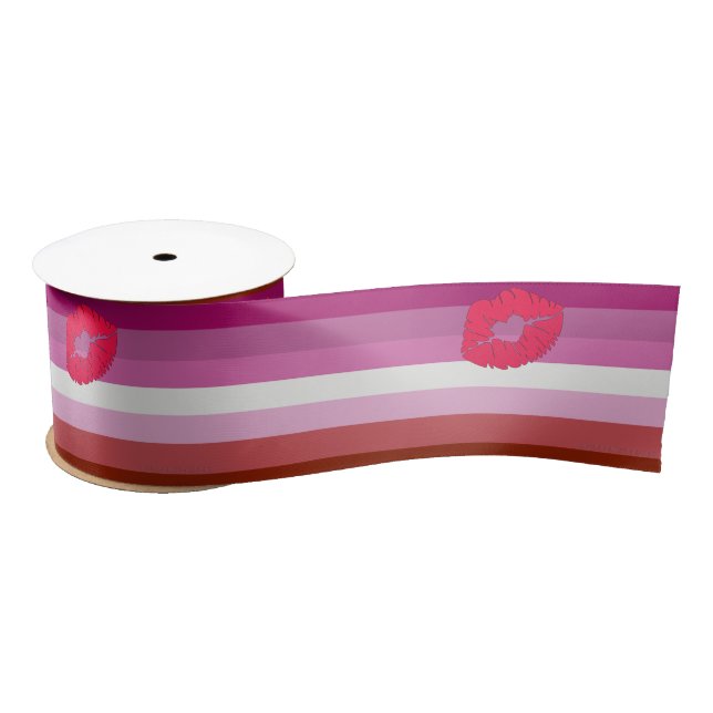 Ruban En Satin Drapeau de fierté lesbienne au rouge à lèvres Slip (Bobine)