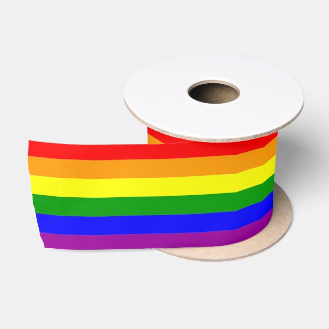 Ruban En Satin Drapeau de fierté LGBTQIA+ arc-en-ciel (Bobine)