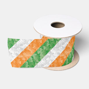 Ruban En Satin Drapeau de l'Irlande avec le motif shamrock Satin 