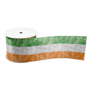 Ruban En Satin Drapeau de l'Irlande avec motif shamrock