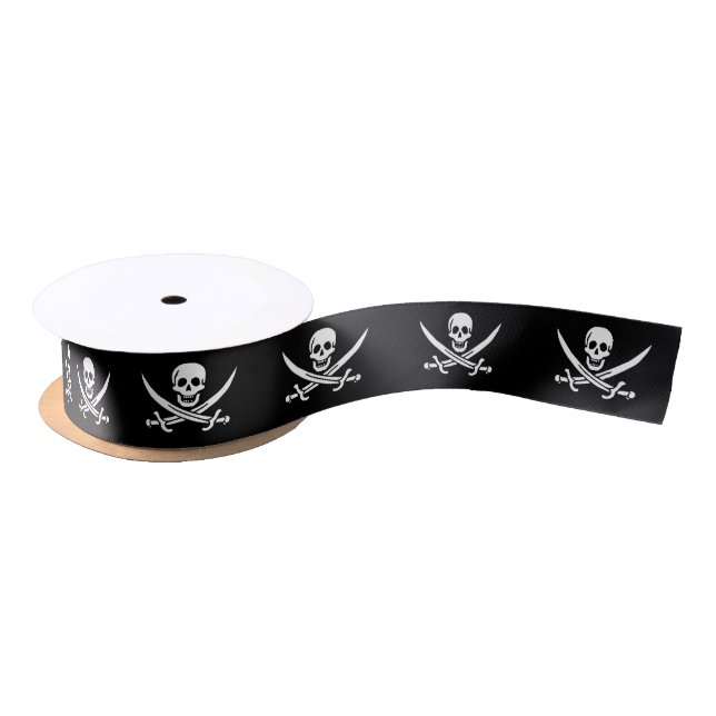 Ruban En Satin Drapeau de pirate Crâne croisé épées (Bobine)