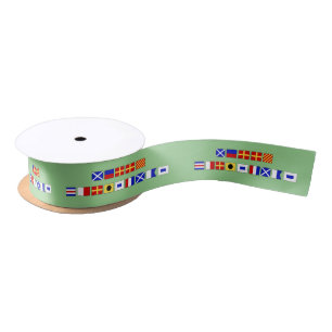 Ruban En Satin Drapeau de signalisation nautique Joyeux Noël Vert
