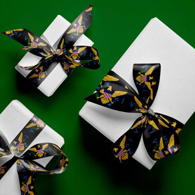 Ruban En Satin Drapeau des îles Vierges américaines, noir - 1,5 p (Créateur téléchargé)