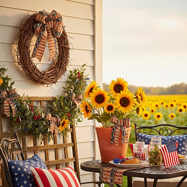 Ruban En Satin Drapeau et tournesols (Créateur téléchargé)