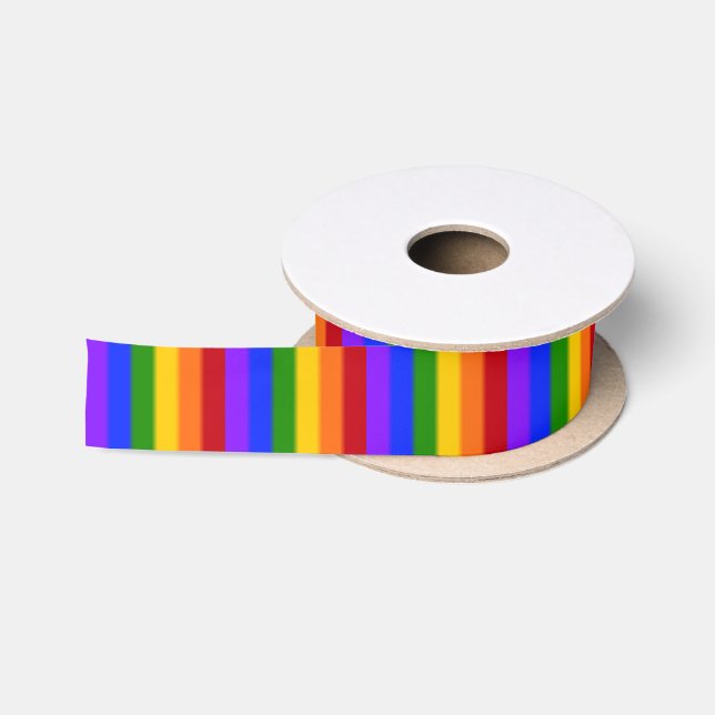 Ruban En Satin Drapeau Gay pride arc-en-ciel plat (Bobine)