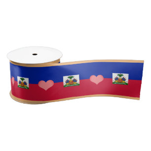 Ruban En Satin Drapeau haïtien & Coeur, amour Haïti vacances/spor