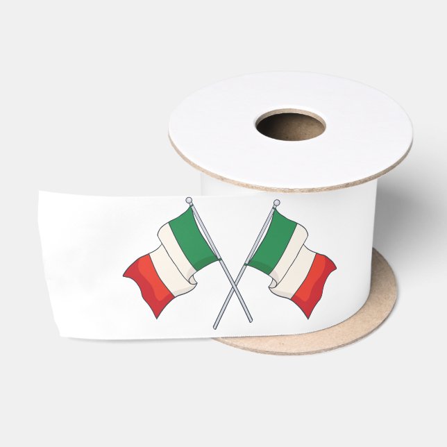 Ruban En Satin Drapeau italien vert et rouge (Bobine)
