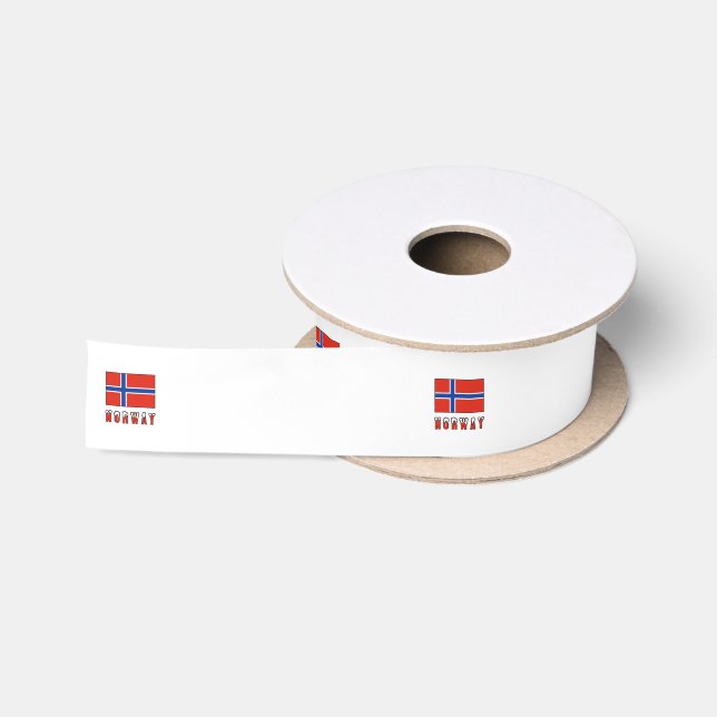 Ruban En Satin Drapeau norvégien avec Norvège (Bobine)