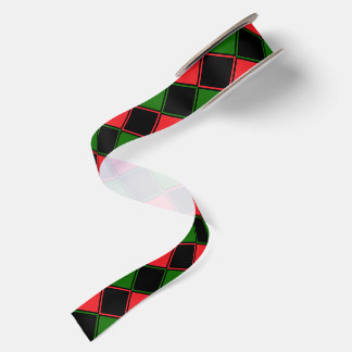 Ruban En Satin Drapeau Panafricain Vérificateur de Motif de Coule