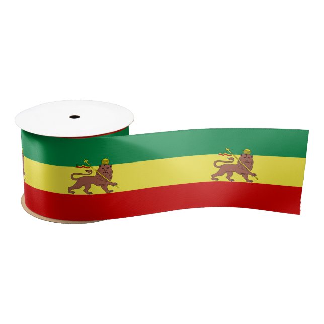 Ruban En Satin Drapeau rastafarien (Rastafarianisme) (Rasta) (Bobine)