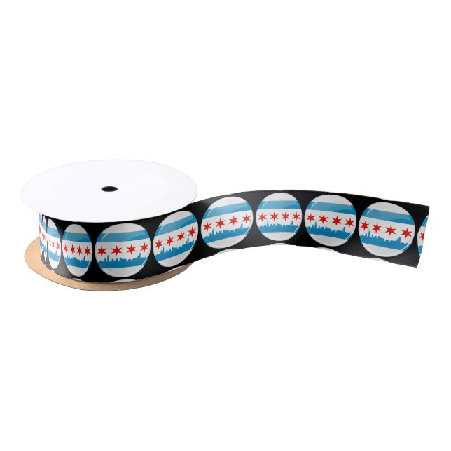 Ruban En Satin Drapeau rond brillant de Chicago (Bobine)