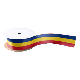 Ruban En Satin Drapeau roumain & Parti roumain, sport / tricolore