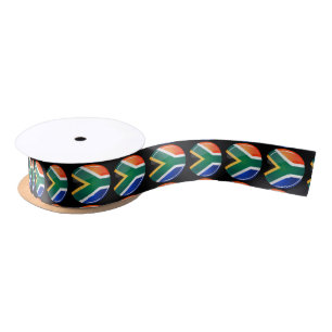 Ruban En Satin Drapeau sud-africain rond brillant