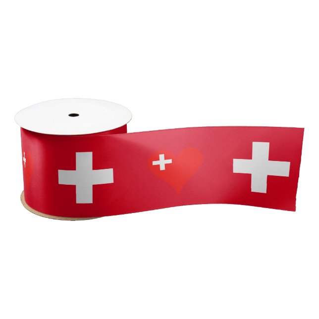 Ruban En Satin Drapeau suisse (Bobine)