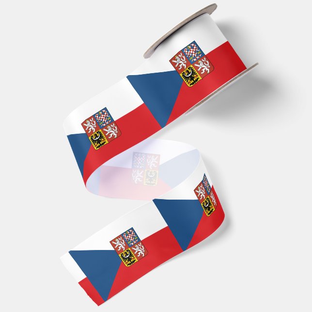 Ruban En Satin Drapeau tchèque & République tchèque, Emblème vaca (Dos)