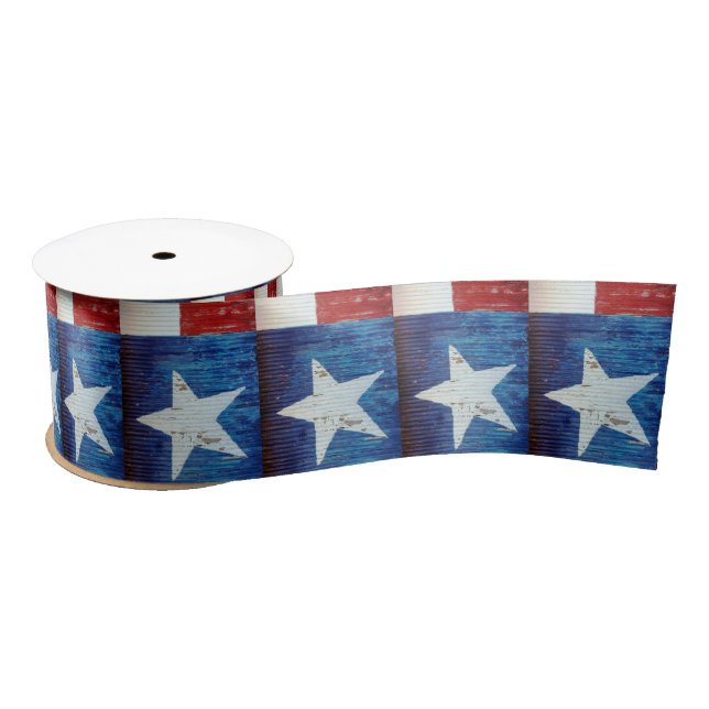 Ruban En Satin Drapeau Texas Star Metal rustique (Bobine)