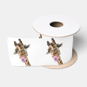 Ruban En Satin Drôle Tongue Giraffe Out et Jouer Wink Cartoon