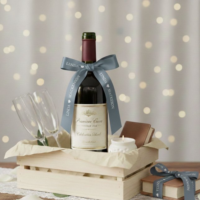 Ruban En Satin Dusty Blue wedding initial Couple name (Créateur téléchargé)