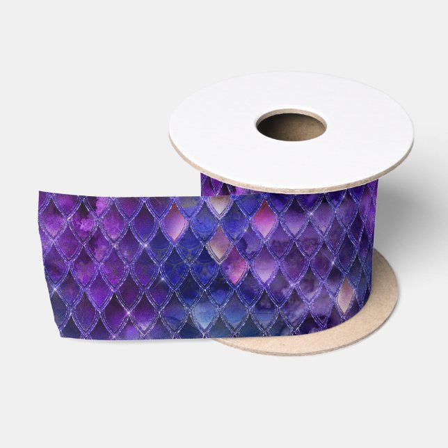 Ruban En Satin Écailles de dragon violet (Bobine)