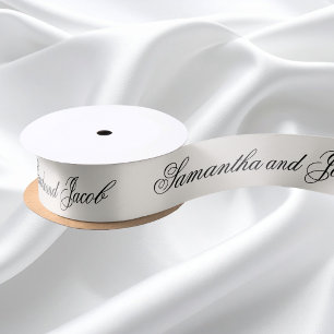 Ruban En Satin Écriture Élégante Mariage Crème