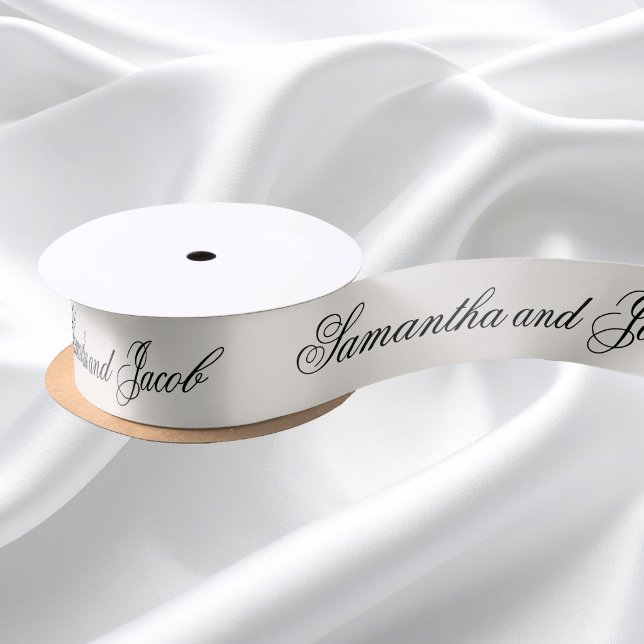 Ruban En Satin Écriture Élégante Mariage Crème  (Créateur téléchargé)