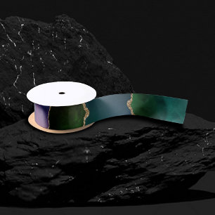 Ruban En Satin Edgy Agate Sombre Moody Jewel Tone Mystic Turquo