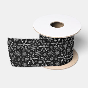 Ruban En Satin Elégant Black Aqua White Winter Snowflake