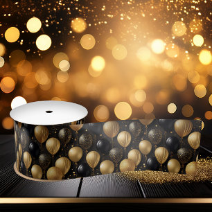 Ruban En Satin Elégant Black Gold Parties scintillant Ballons Mot