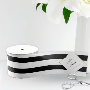 Ruban En Satin Elégant Black White Stripe Gold Frame Mariage Cade