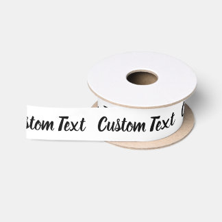 Ruban En Satin Élégant blanc avec Modèle de texte de script noir