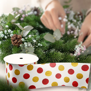 Ruban En Satin Élégant blanc blanc or rouge Pois modernes Noël