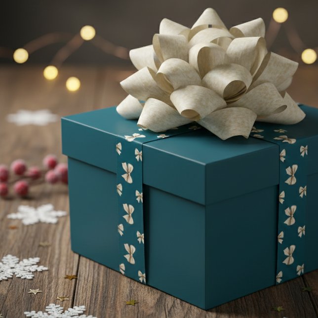 Ruban En Satin Elegant Bow Pattern Satin Ribbon Teal & White Gift (Créateur téléchargé)