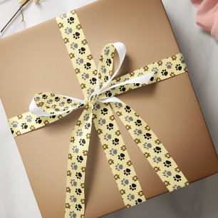 Ruban En Satin Elégant chien pattes crème