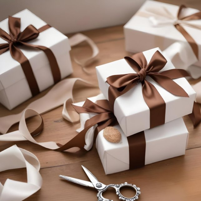 Ruban En Satin Élégant chocolat Brown 965324 (Elegant Chocolate Brown 965324 Satin Ribbon)