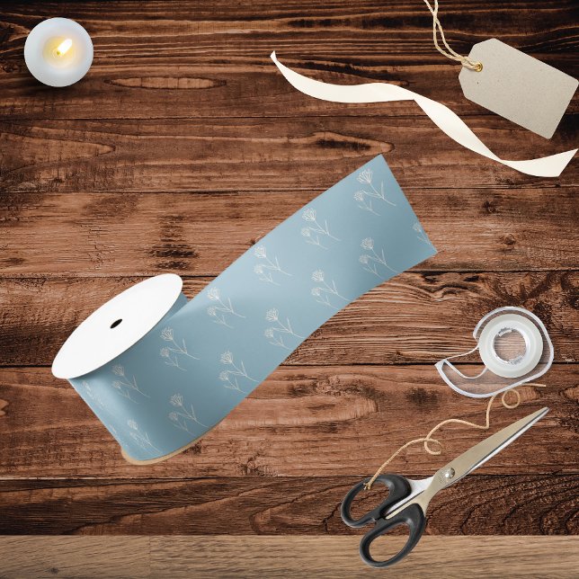 Ruban En Satin Elegant Dusty Blue Simple Flower  (Créateur téléchargé)