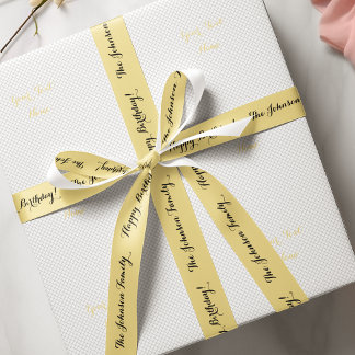 Ruban En Satin Elégant Faux Gold Nom Joyeux Cadeau Anniversaire
