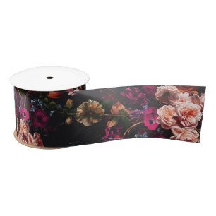 Ruban En Satin Élégant floral vintage sombre burgundy