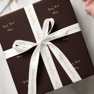 Ruban En Satin Elégant Merci Blanc Or Personnalisé Mariage Favo