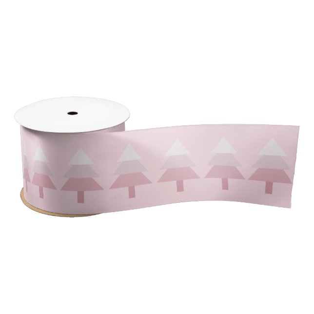 Ruban En Satin Élégant Motif d'arbre de Noël rose Ombre (Bobine)