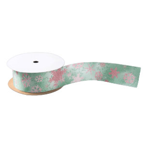 Ruban En Satin Élégant Motif de Noël vert rose