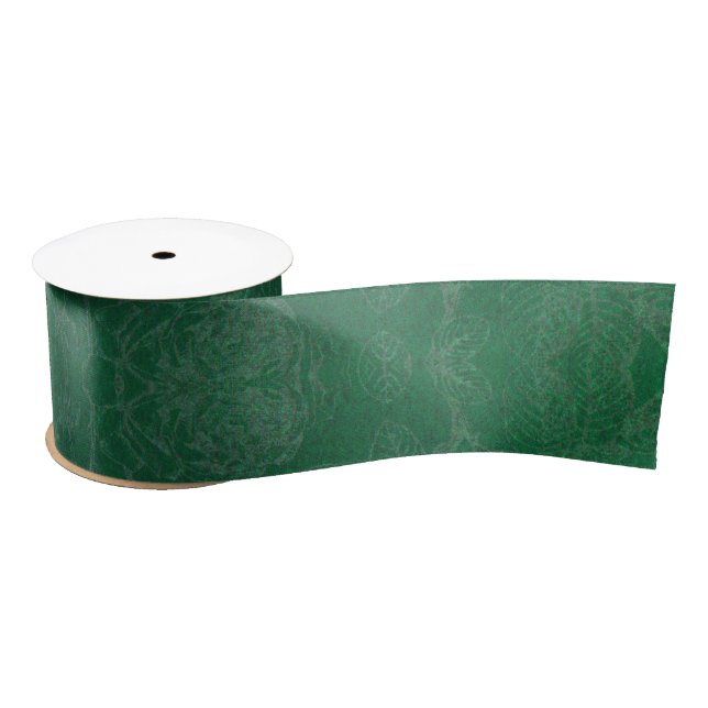 Ruban En Satin Élégant motif floral vert (Bobine)