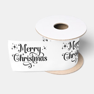 Ruban En Satin Élégant noir noir blanc Joyeux Noël Enveloppement