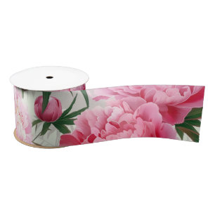 Ruban En Satin Élégant Pretty Pink Peonies Floral Holiday