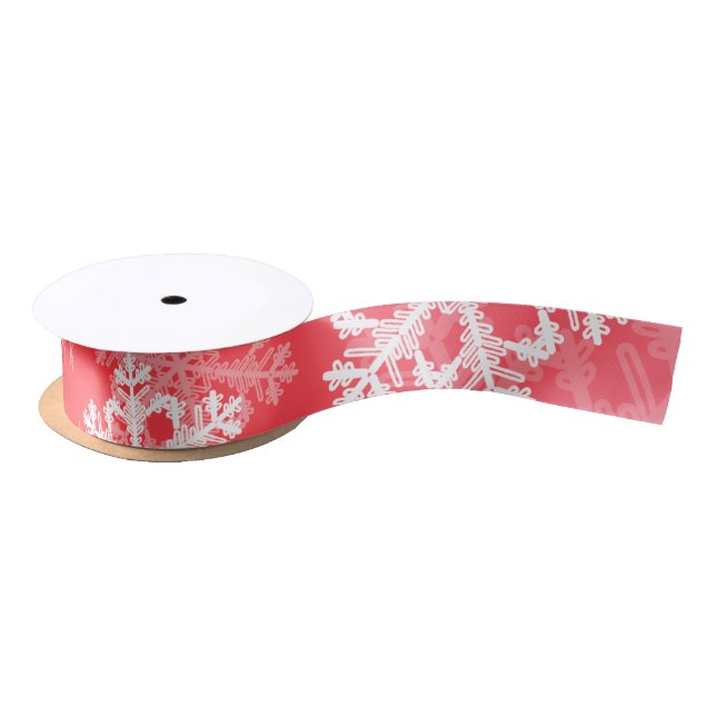 Ruban En Satin Élégant rouge Snowflakes motif de Noël moderne (Bobine)