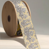 Elégant vintage jaune gris toile de jouy