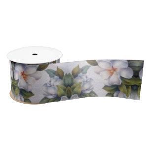 Ruban En Satin Elégante aquarelle blanc Magnolia Flower Wrapper
