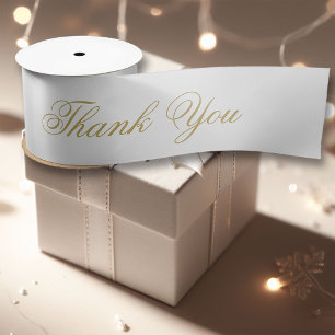 Ruban En Satin Élégante calligraphie Or fleurir Merci Formal