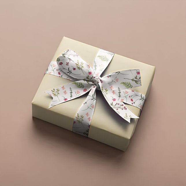 Ruban En Satin Elégante Fête des mariées rose et verte florale (Créateur téléchargé)