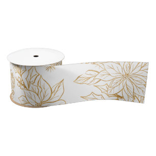 Ruban En Satin Élégante Gold Line Art Noël Floral