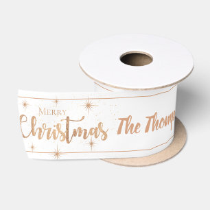 Ruban En Satin Élégante typographie étoile dorée Joyeux Noël Nom
